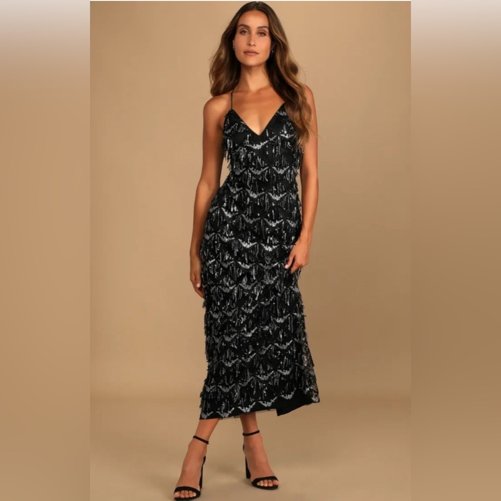 Lulu’s Marvelous Moment Black Sequin Dress